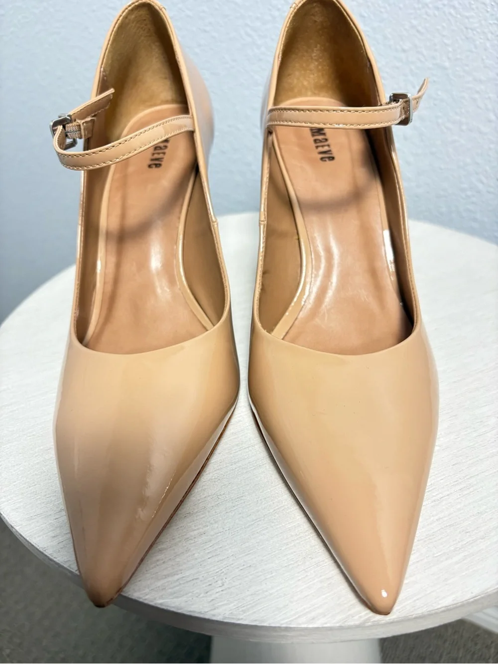 Maeve  “Sibley” patent leather Mary Jane wedge pumps